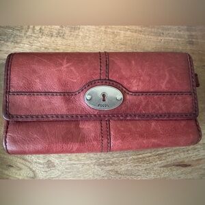 Fossil Cherry Leather Clutch